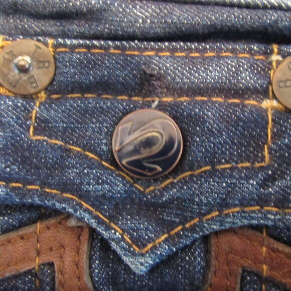 True Religion Jeans Unisex Size 29 Section Row Seat Dark Blue Wash Distressed - Picture 14 of 14